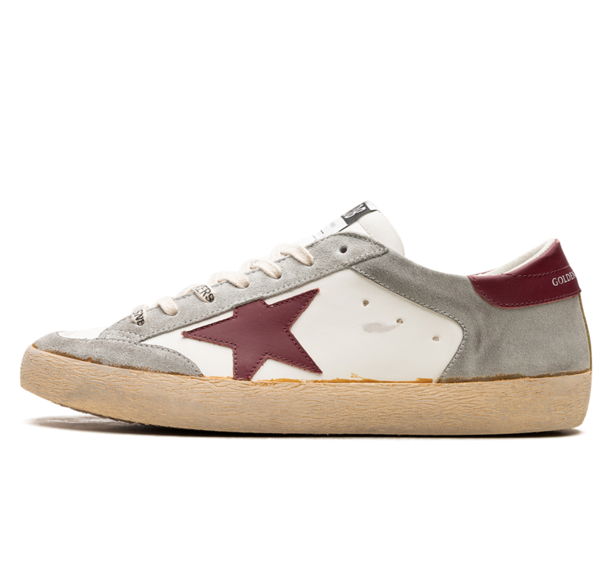 SUPER-STAR PENSTAR LEATHER AND SUEDE UPPER LEATHER STAR AND HEEL "WHITE ICE BORDEAUX"