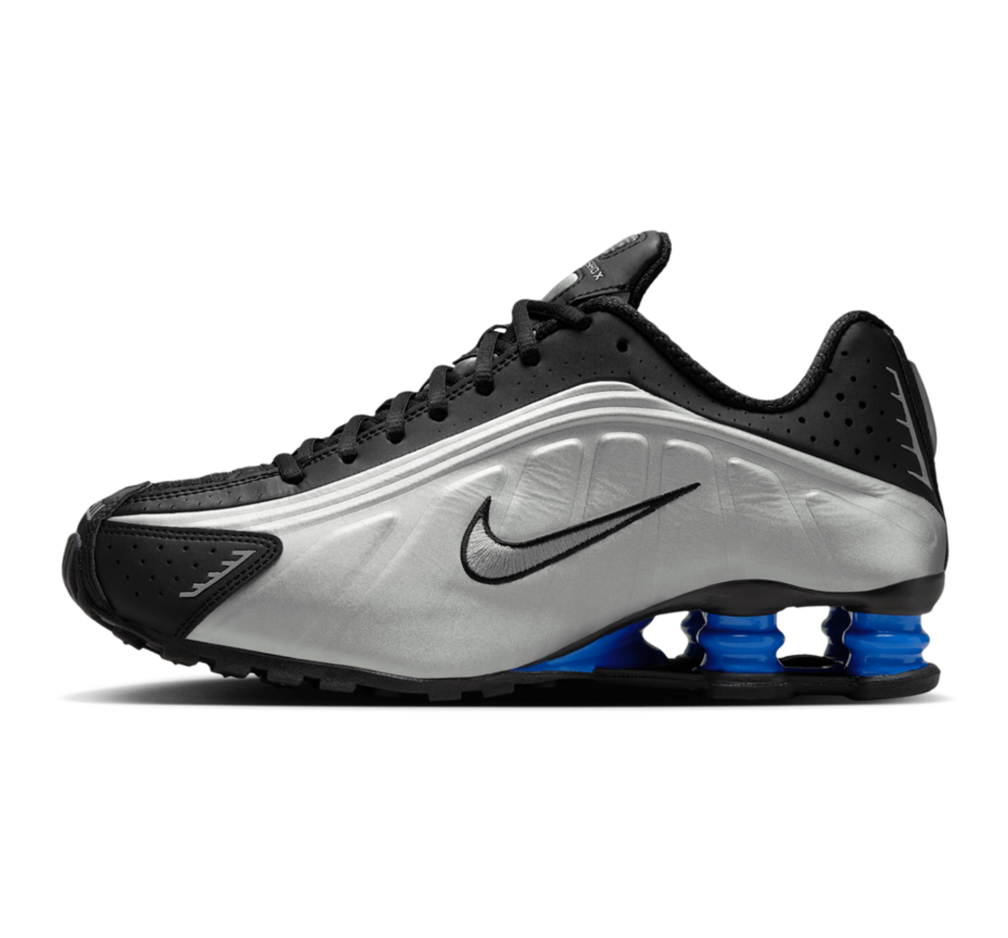Shox R4 WMNS "Metallic Silver Black Racer Blue"
